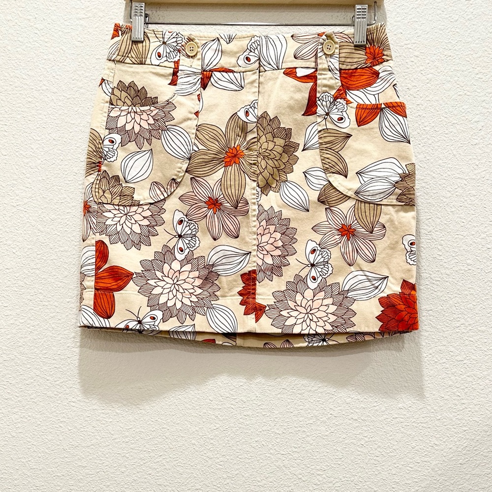 Pre-loved! LOFT Tan Orange Floral Mini Skirt!